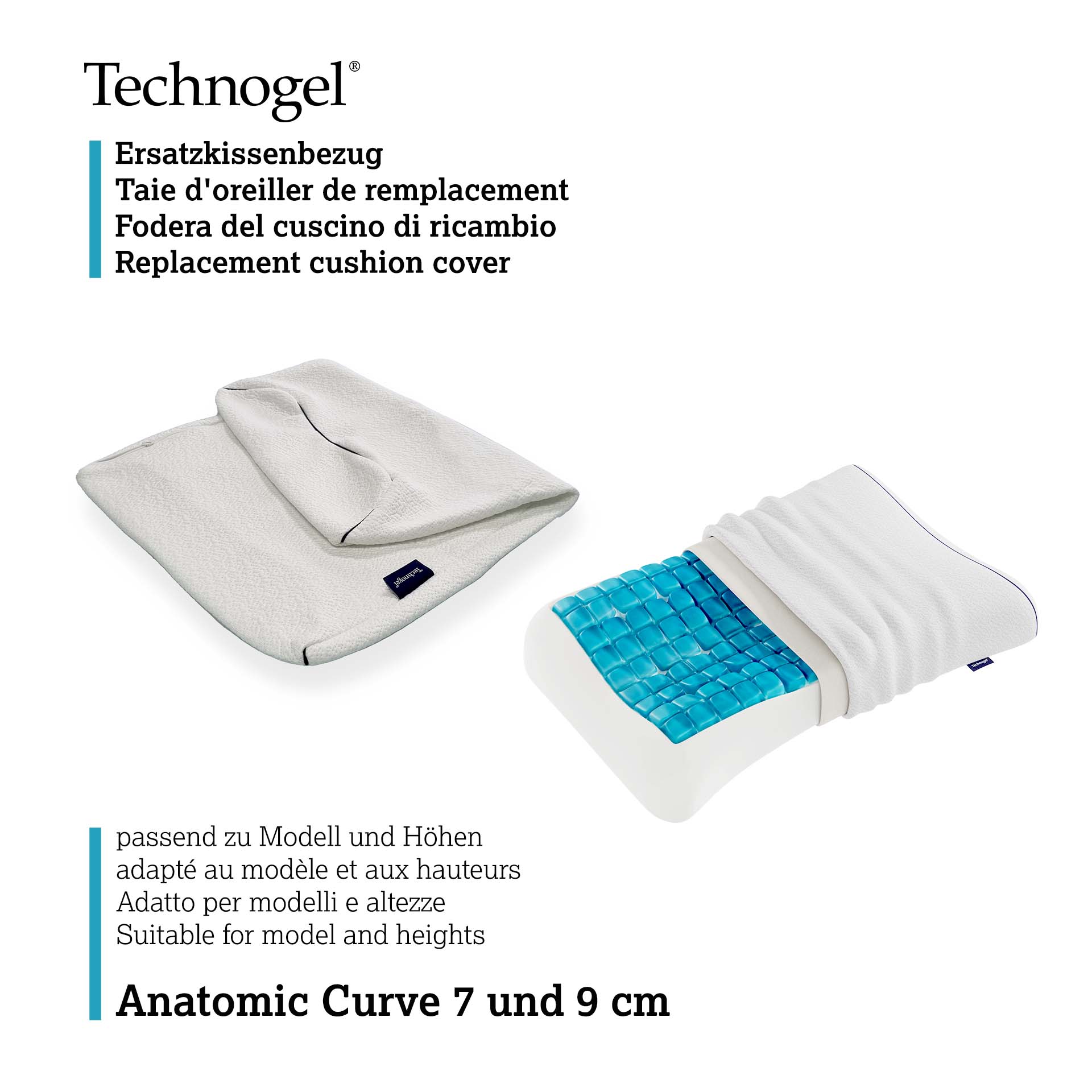 Technogel oreiller Anatomic Curve housse de remplacement