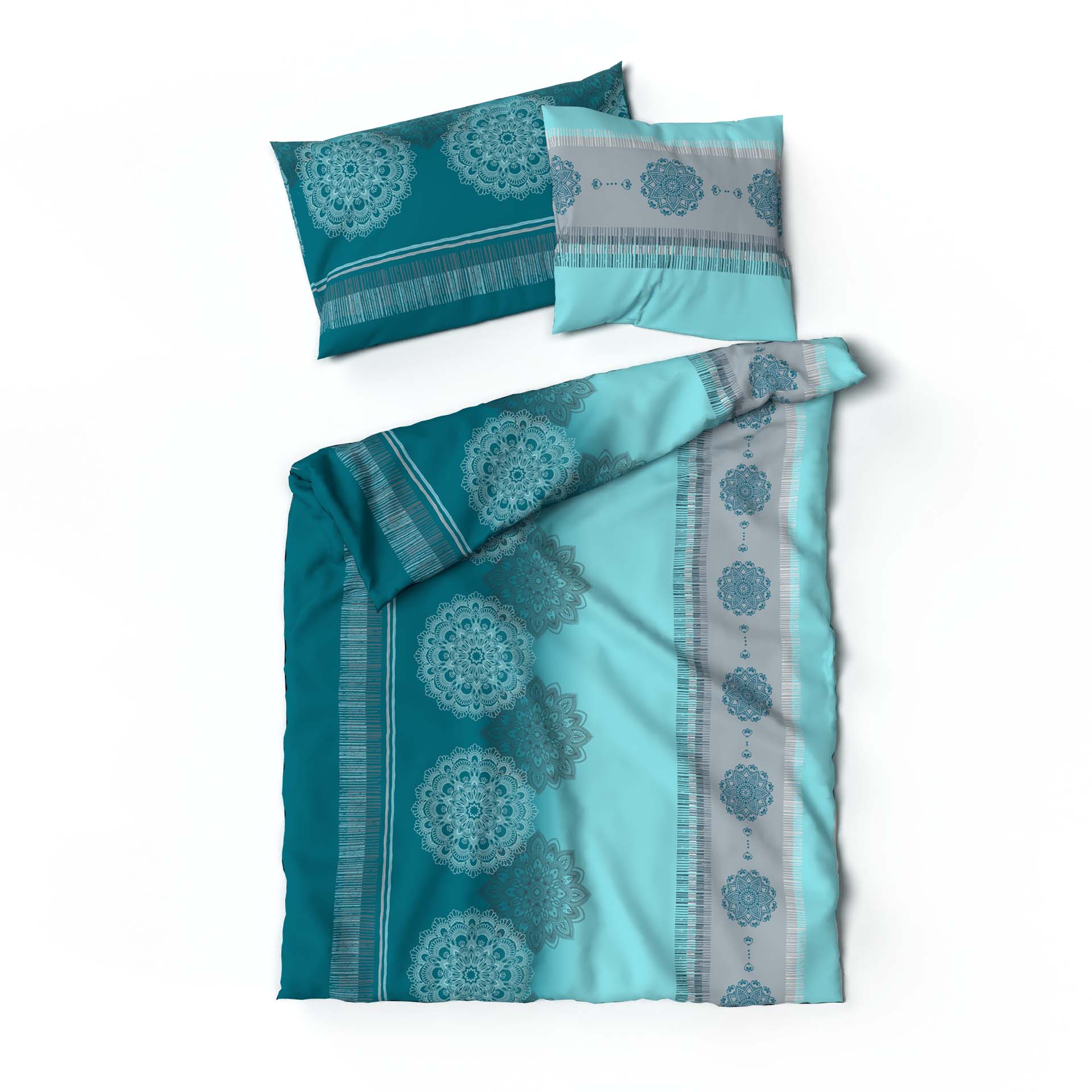 Lotus linge de lit satin Alize pétrole 