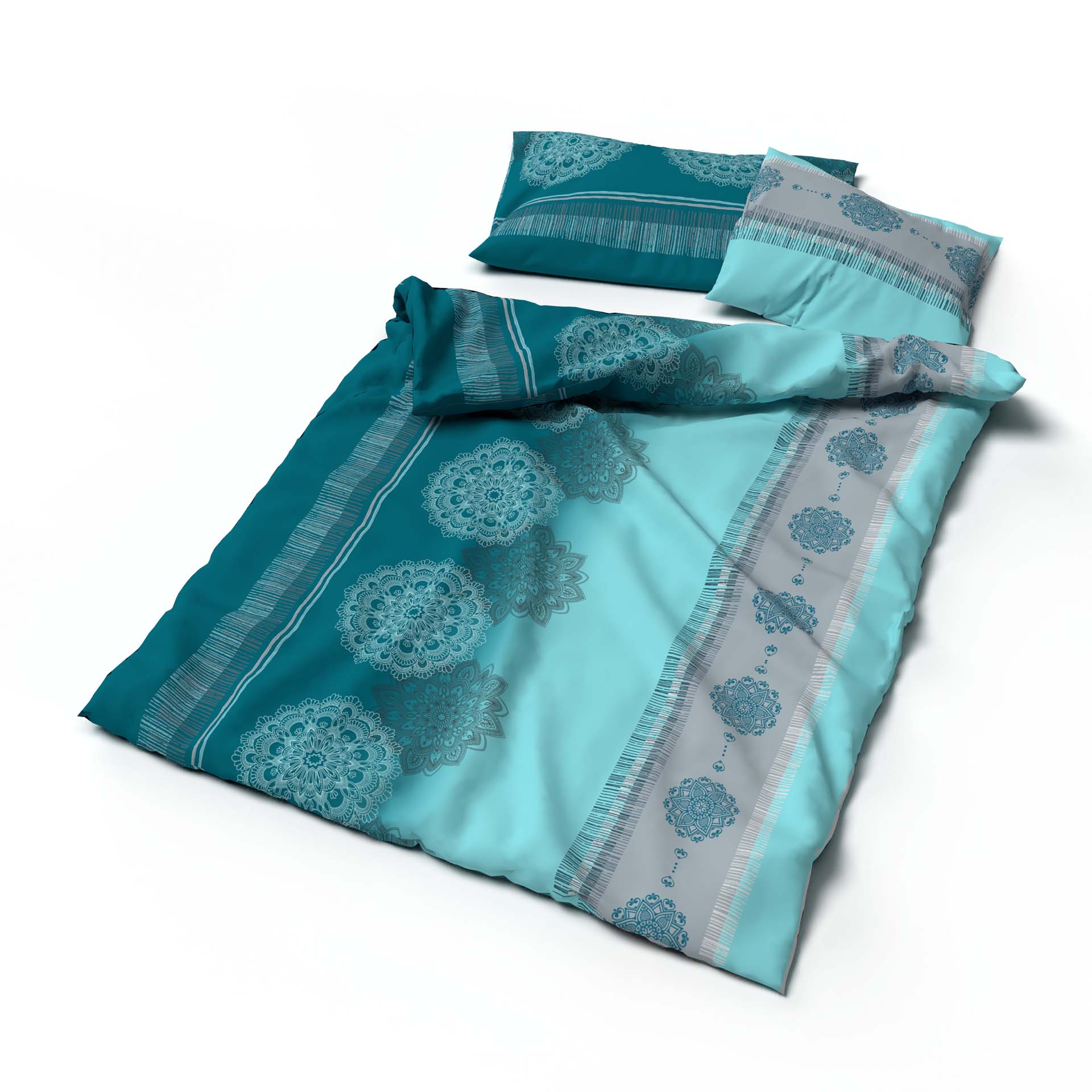 Lotus linge de lit satin Alize pétrole 