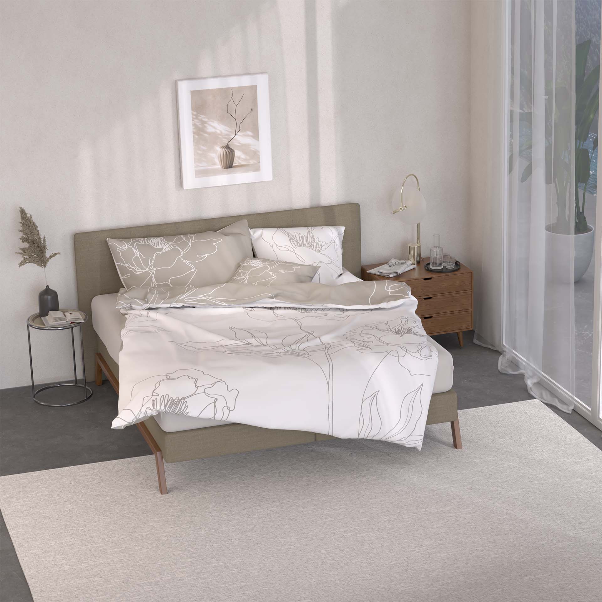 Lotus bed linen Satin Création Mavis 