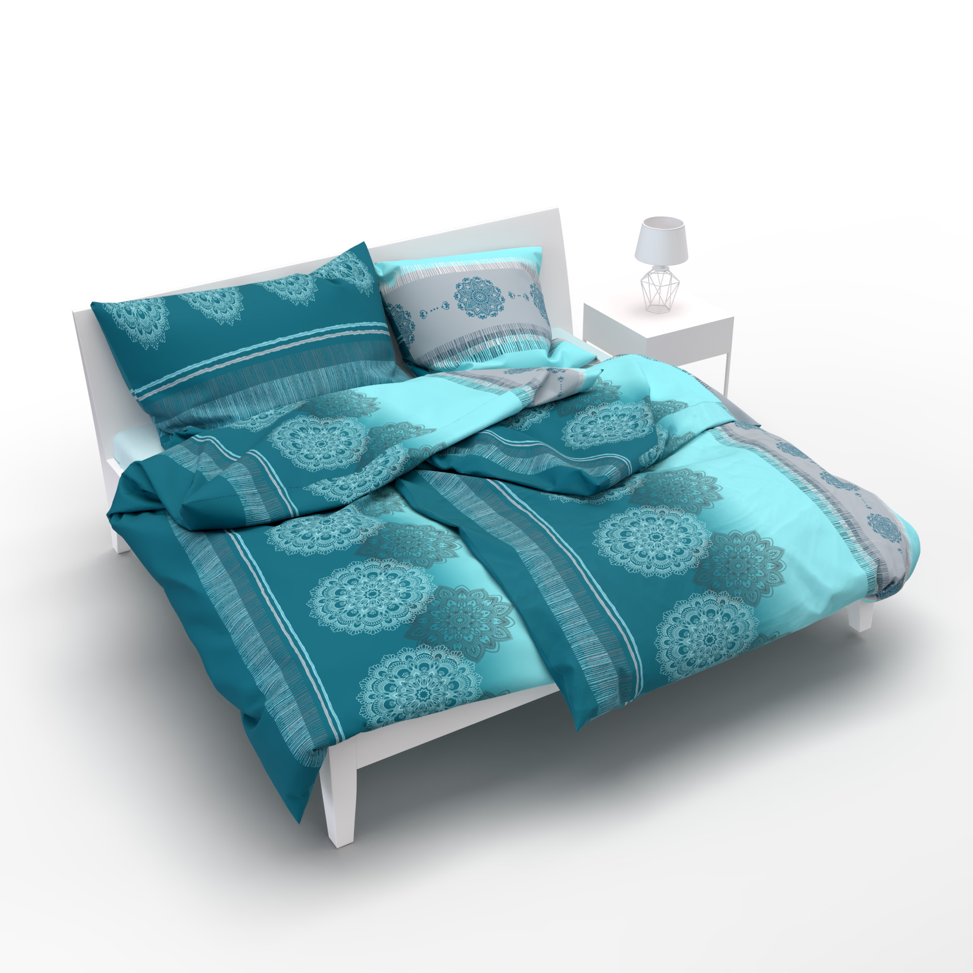 Lotus linge de lit satin Alize pétrole 
