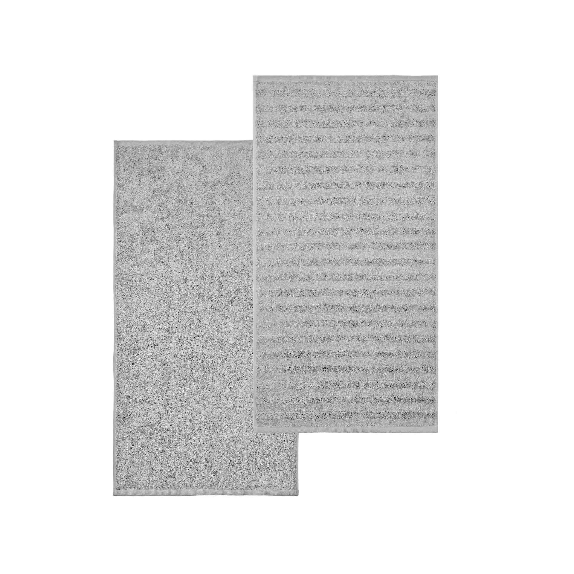 Set de linge éponge - 2 serviettes 50 x 90 cm - Ranura et uni Set de linge éponge - 2 serviettes 50 x 90 cm - Ranura et uni