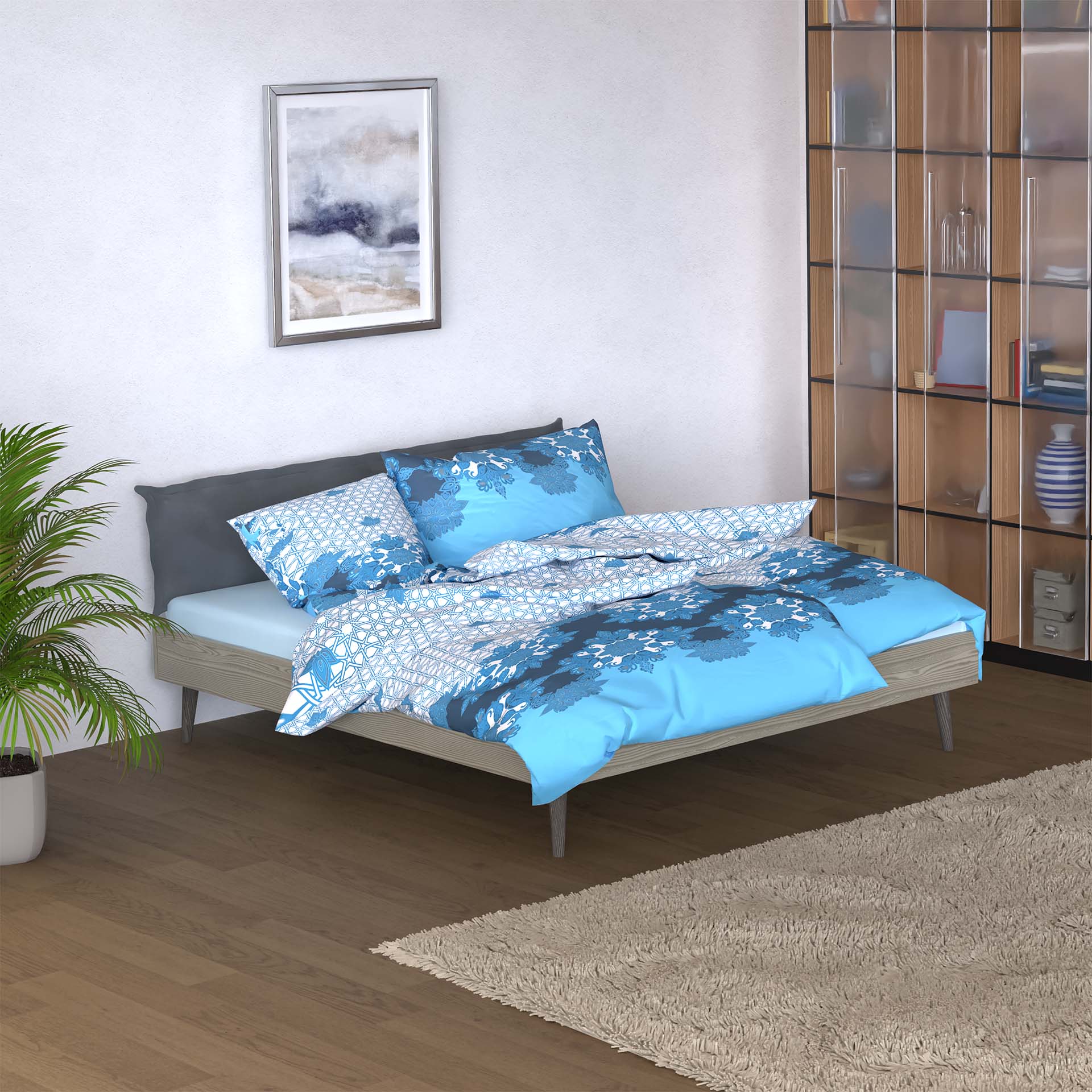 Lotus bed linen satin Atlantis