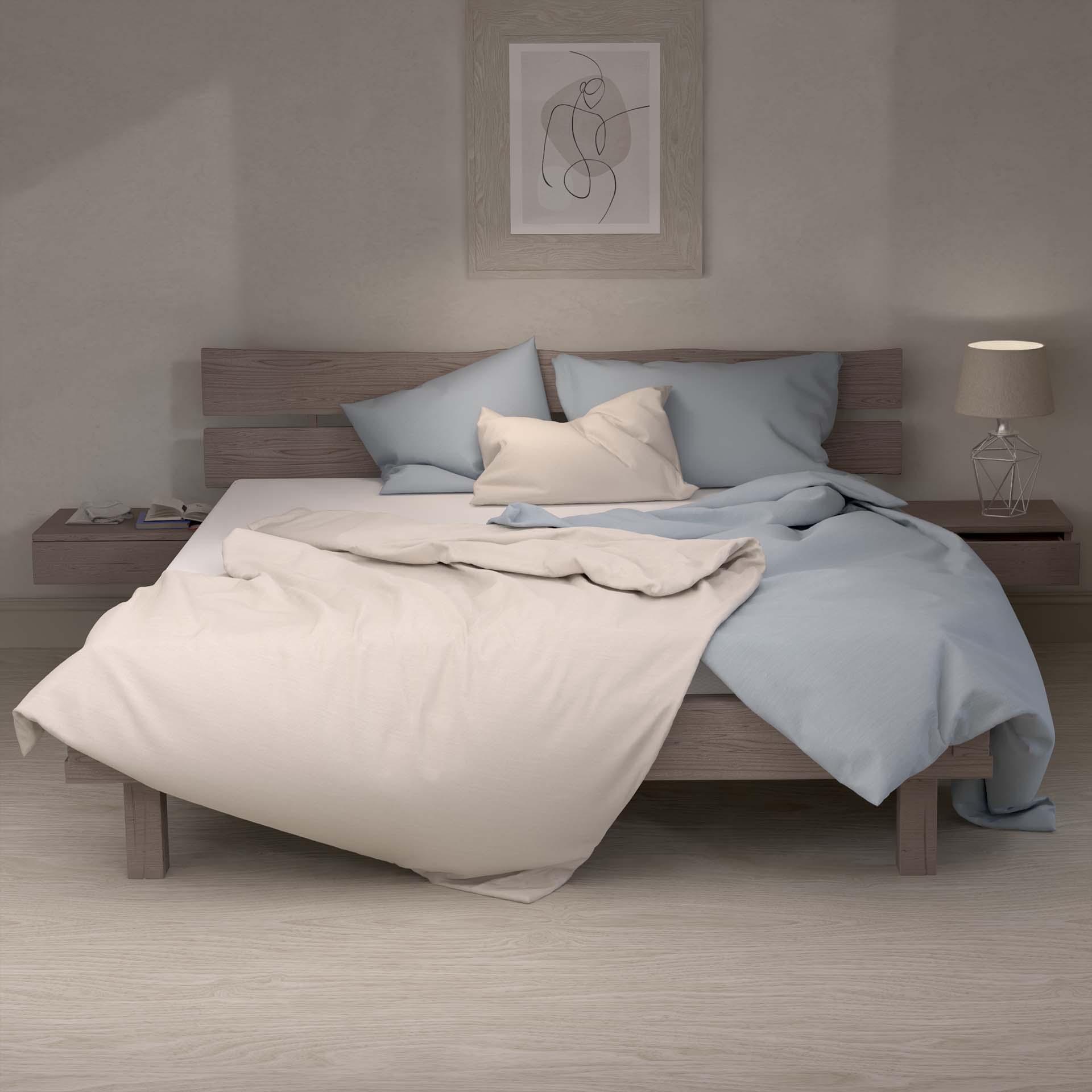 Lotus Bettwäsche Jersey uni mélange greige 160x240cm Duvetbezug