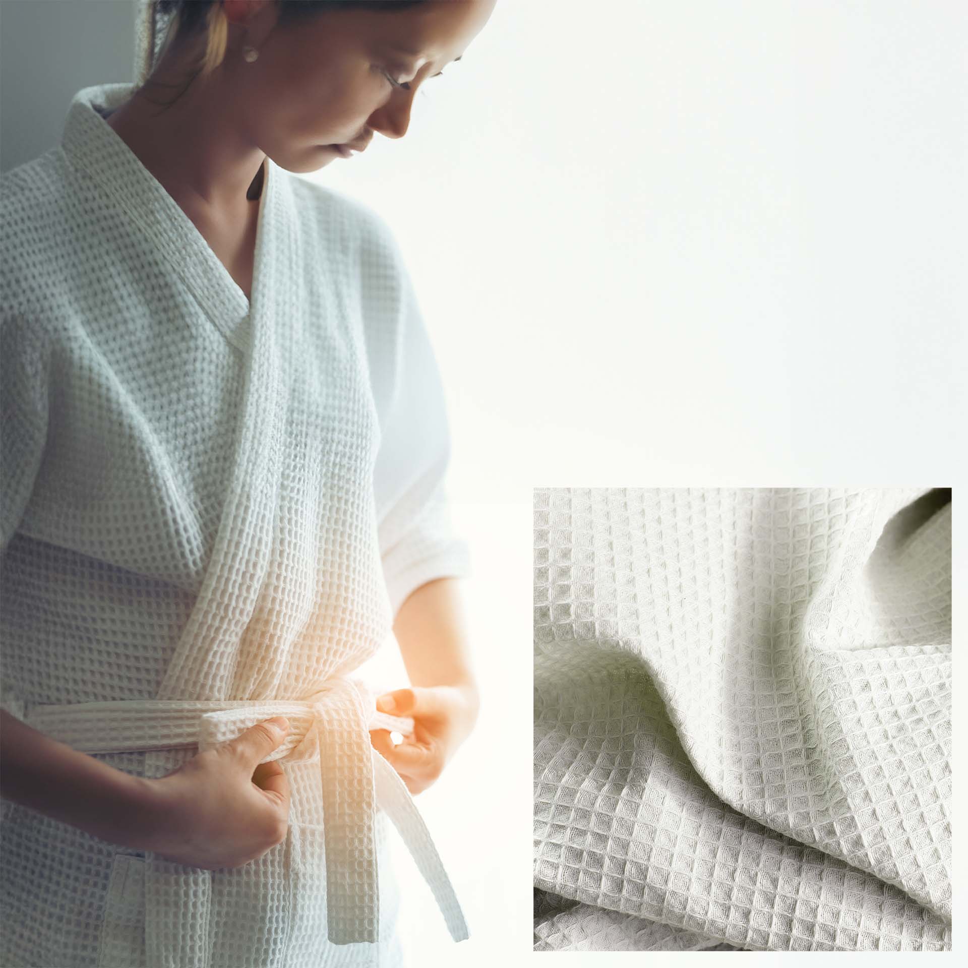 Bademantel Waffel Piqué Kimono