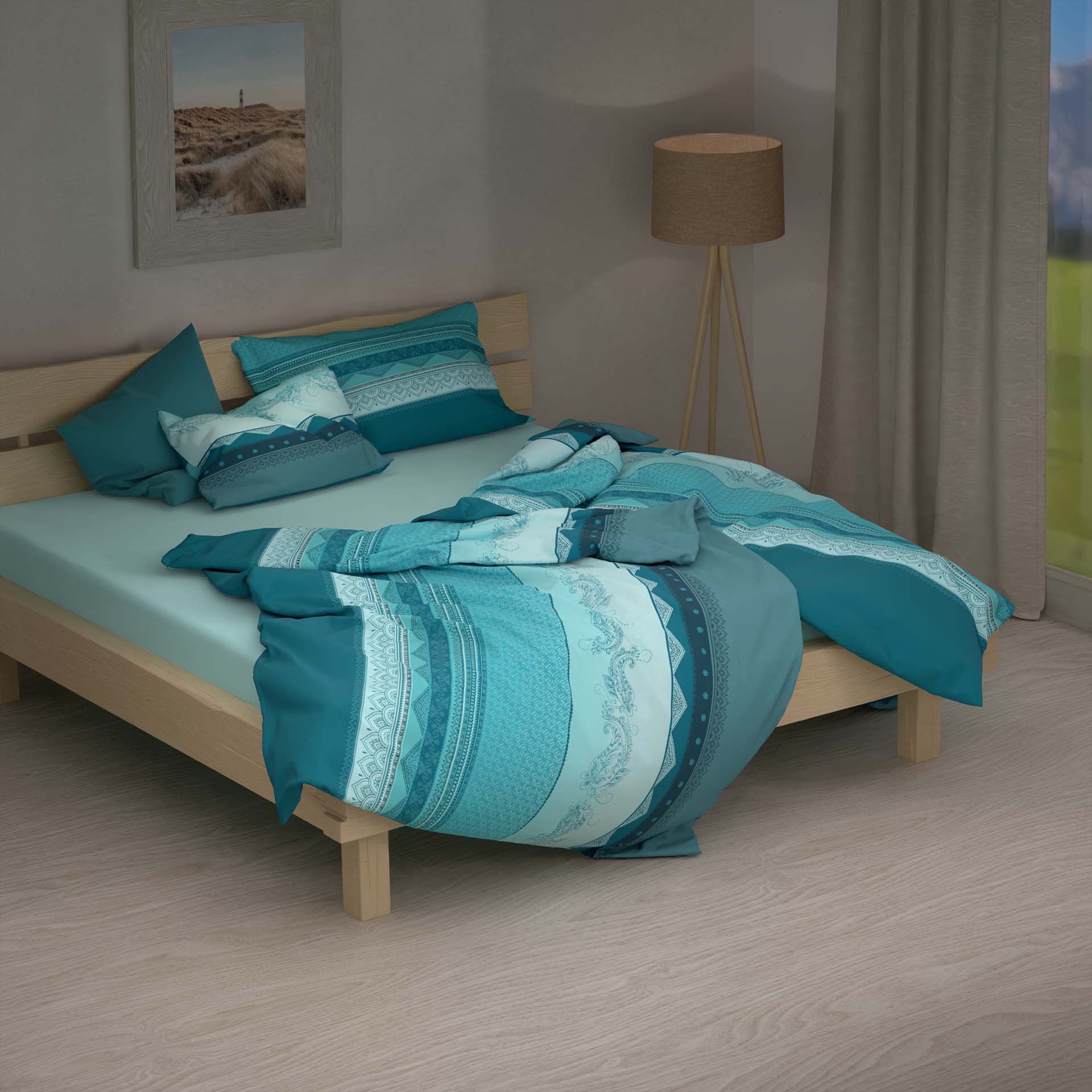 Lotus bed linen Renforcé Iwalani petrol