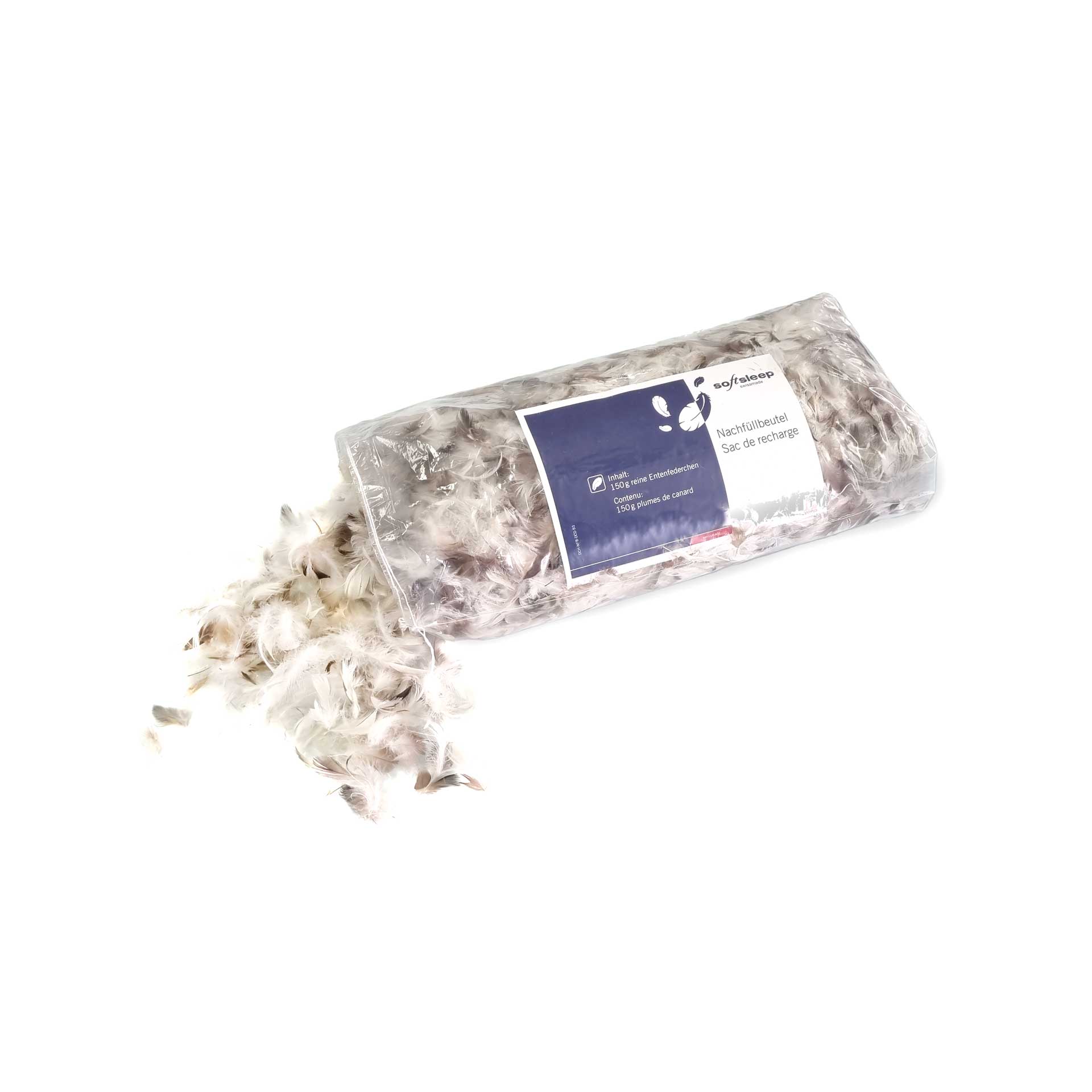 Refill bag filling material grey duck feathers