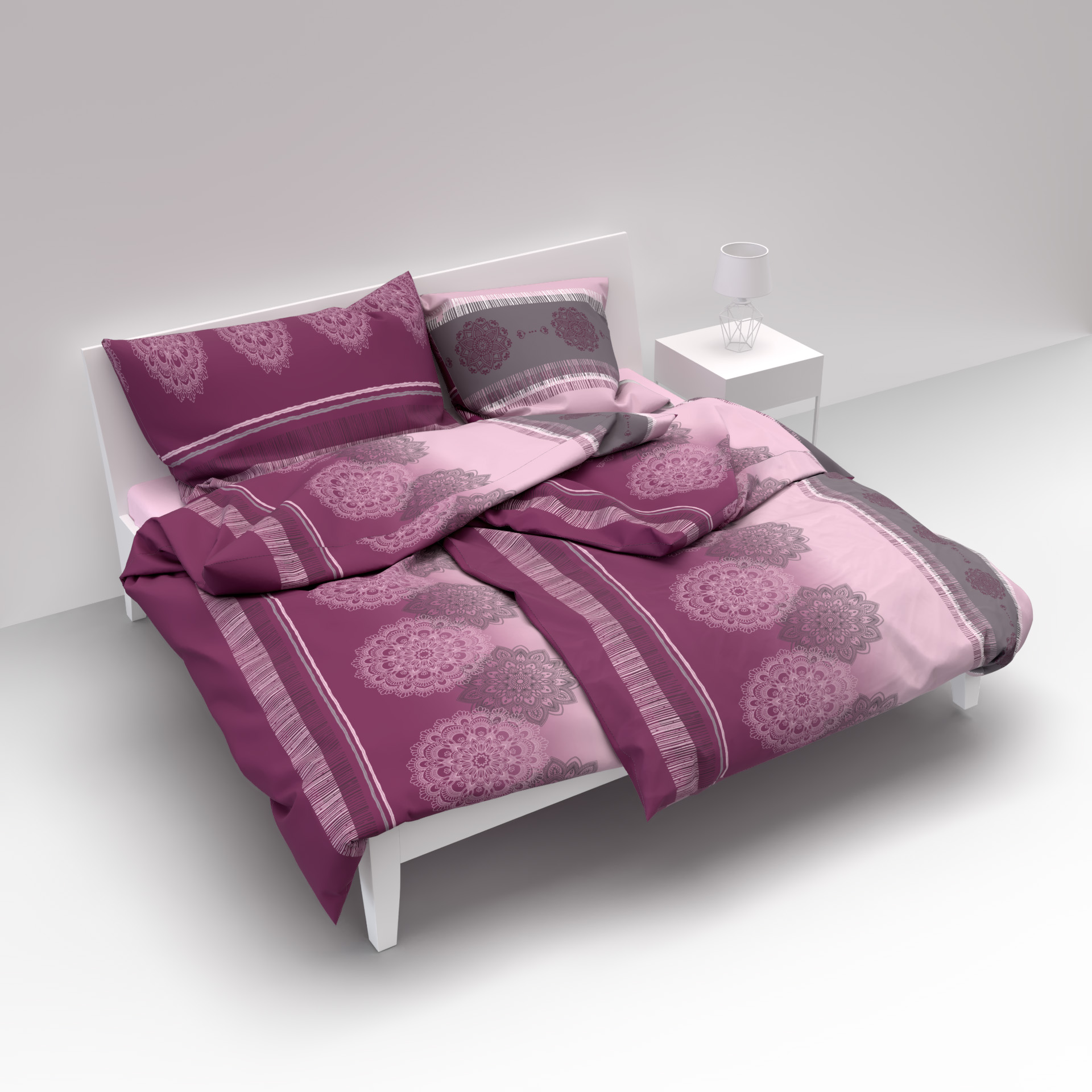 Lotus bed linen Satin Alize berry