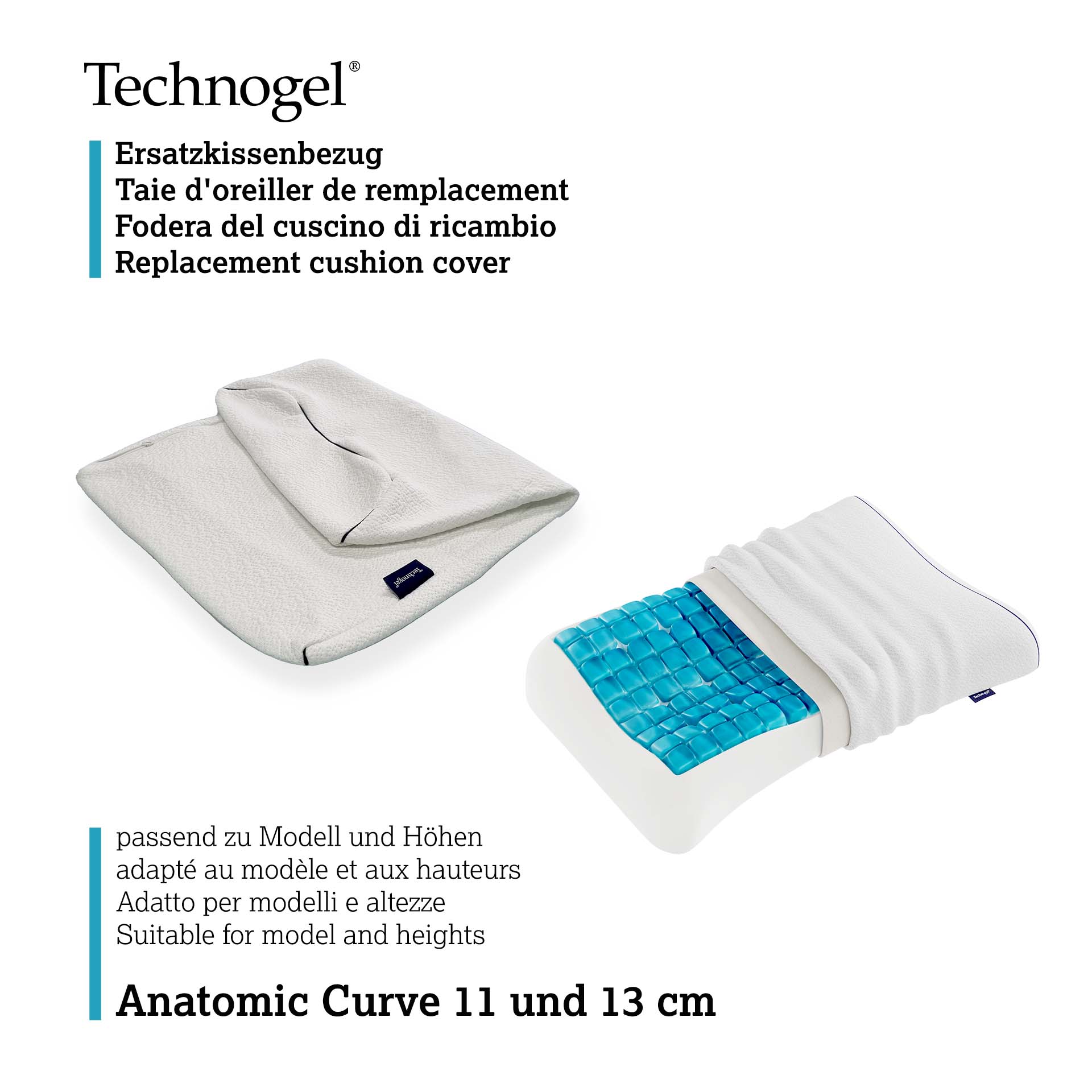 Technogel oreiller Anatomic Curve housse de remplacement