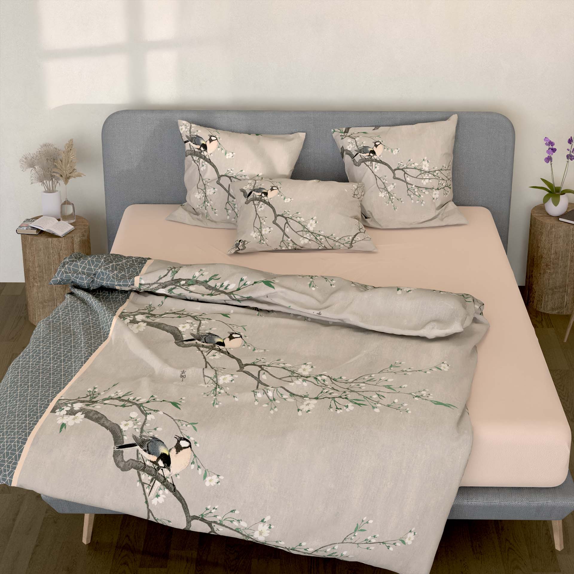 Lotus bed linen Bamboo Birds spring