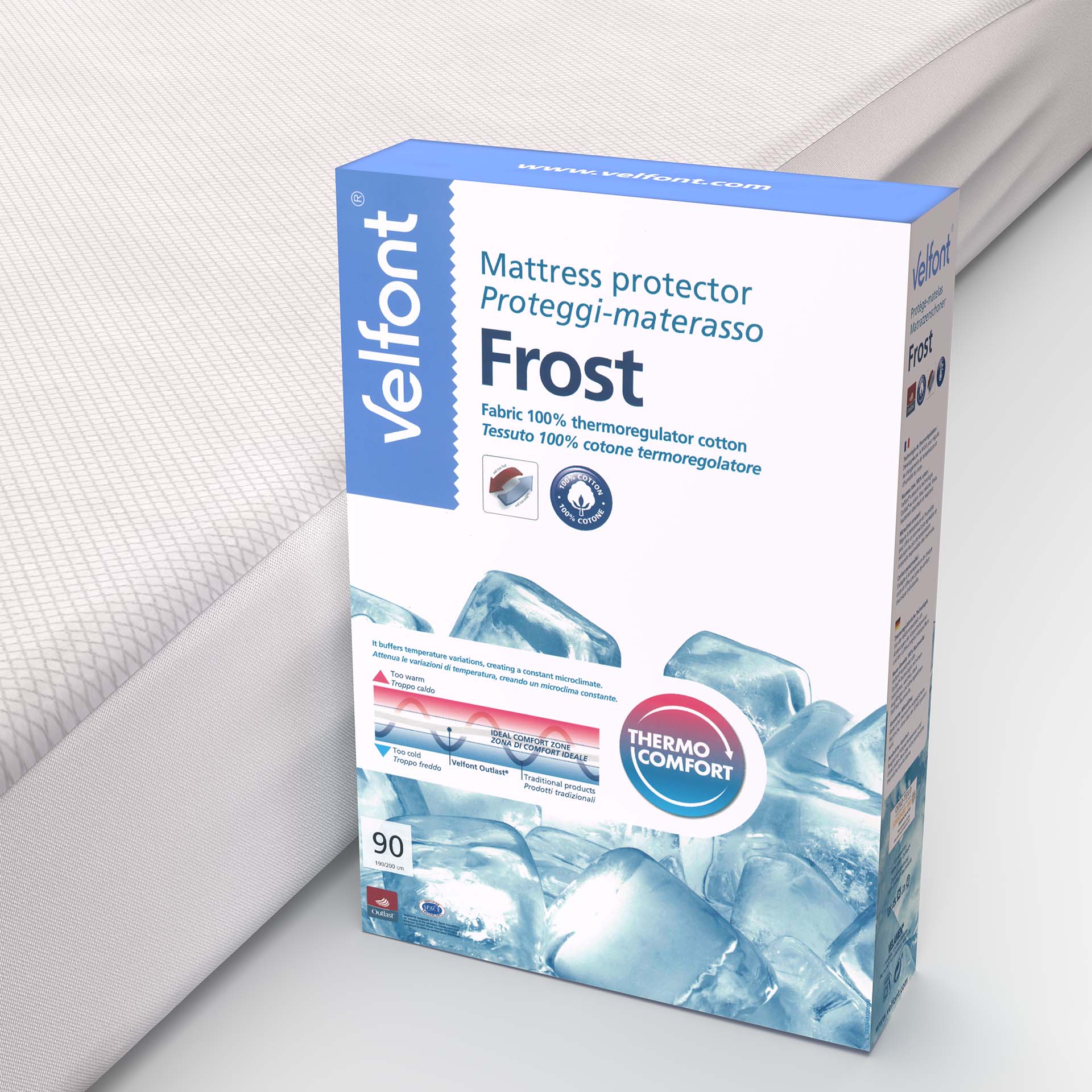 Velfont Frost thermoregulating/Outlast mattress protector