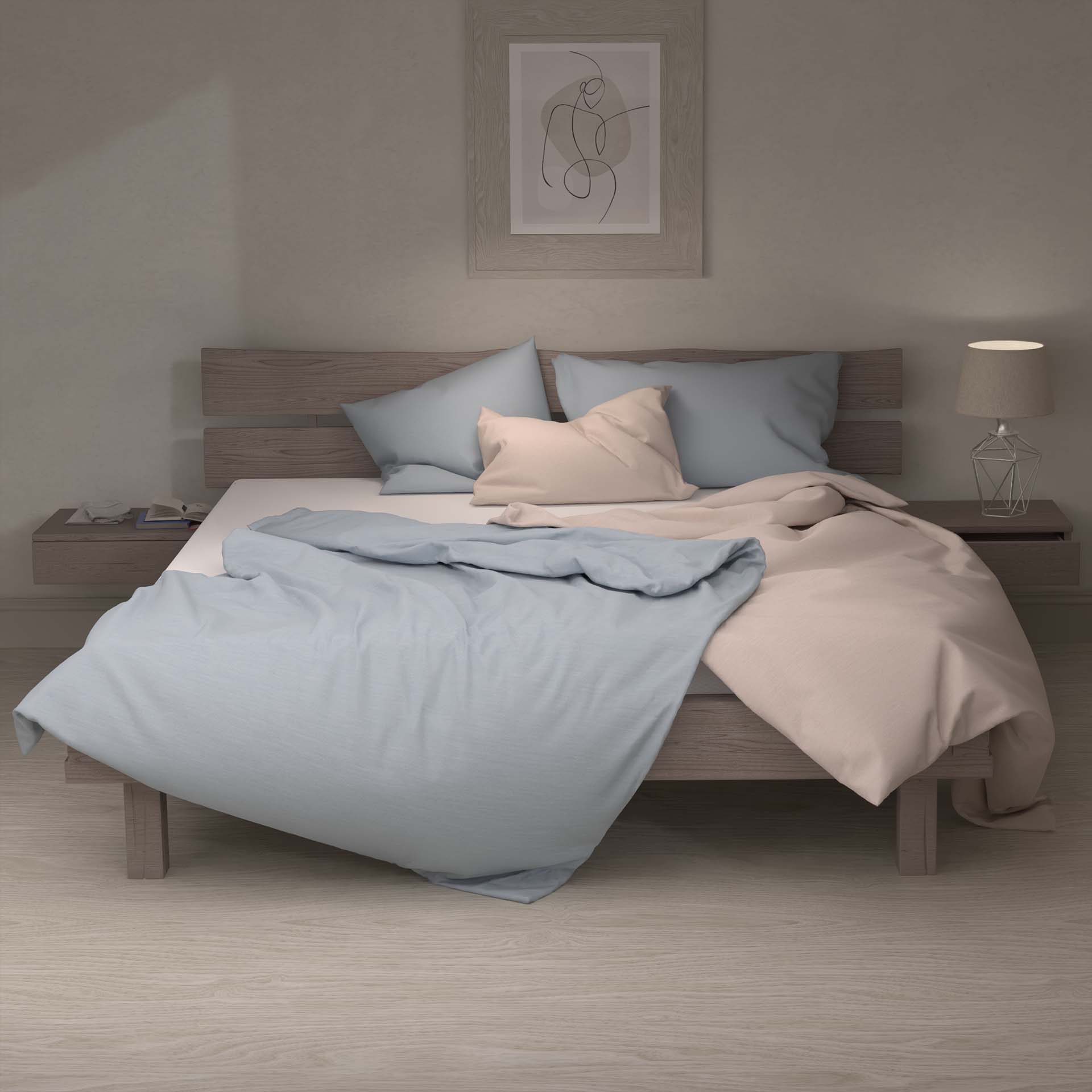 Lotus Bettwäsche Jersey uni mélange azul 65x65cm Kissenbezug