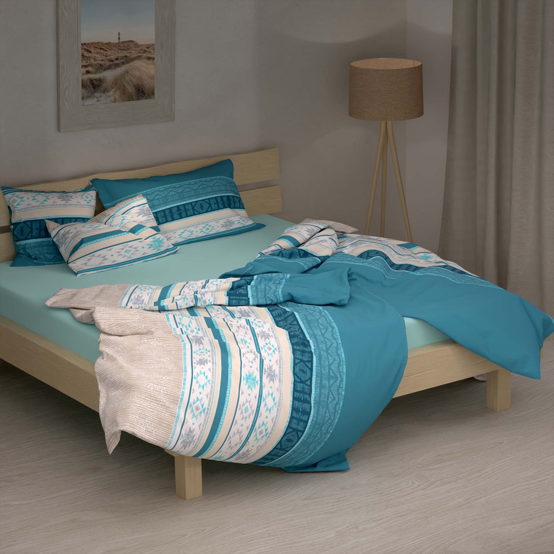 Lotus bed linen Bamboo Kenai turquoise