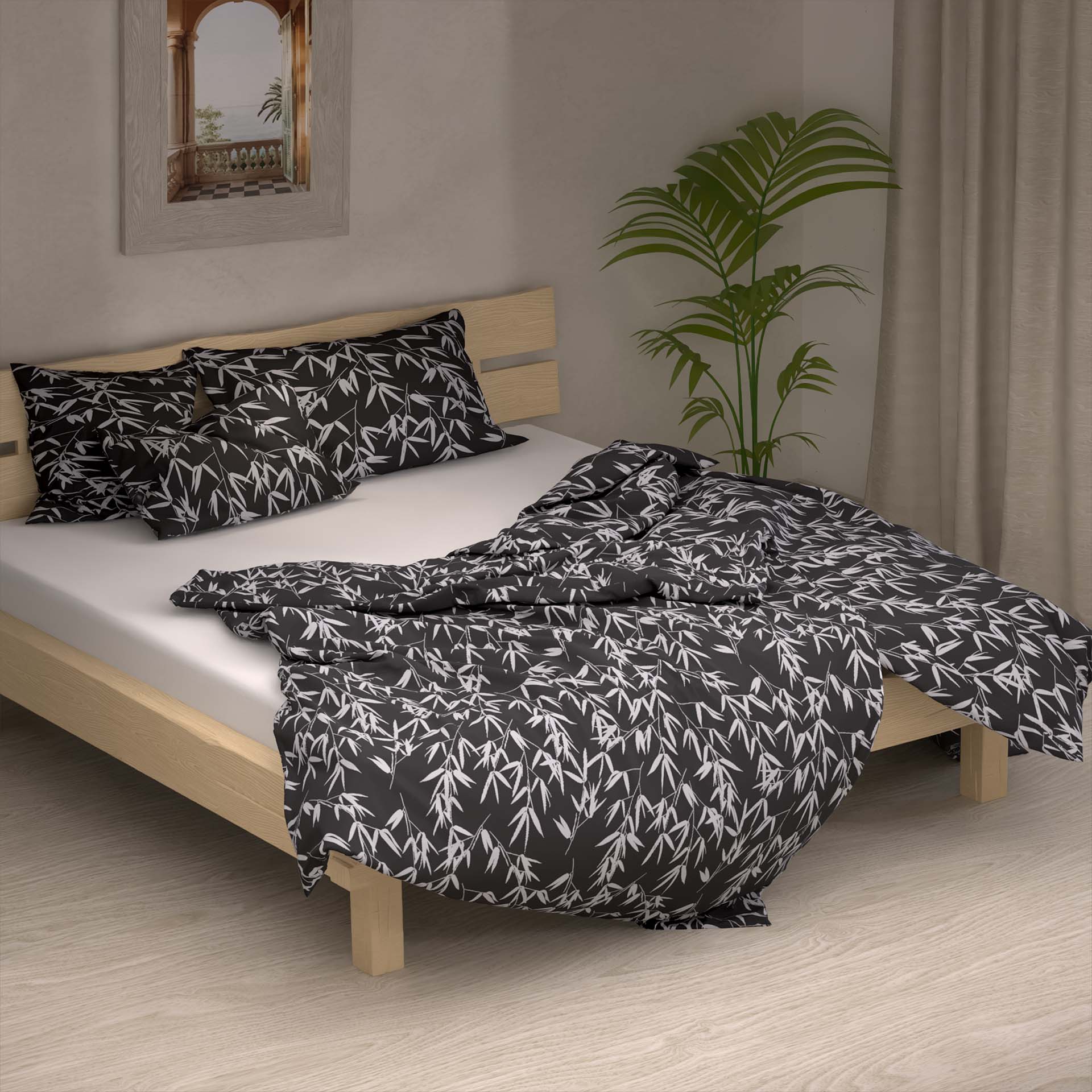Lotus linge de lit satin Bamboo noir